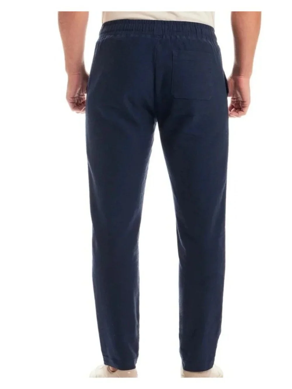 NWOT Vintage & Black Weatherproof Men's S Blue Linen Blend Pants Elastic Waist